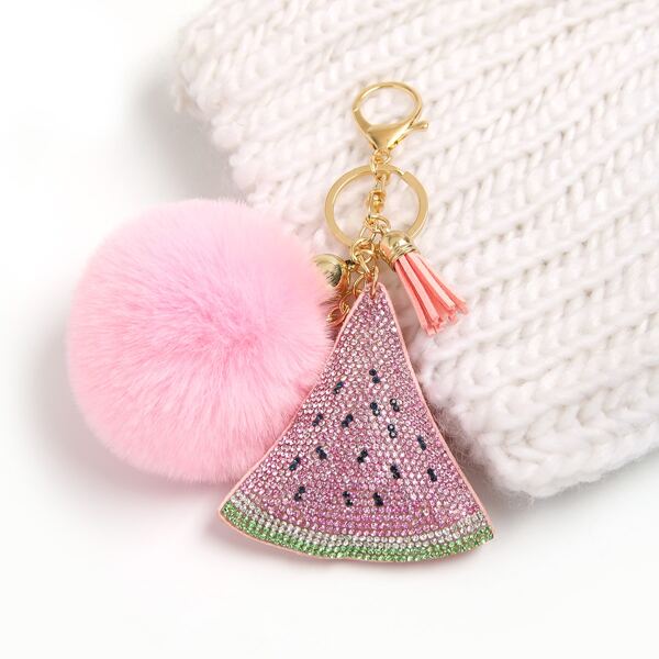 

Pom-pom Pendant Keychain, Pink