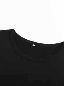 Chiquease Slogan Áo thun cổ tròn họa tiết TẠI SAO KHÔNG - màu đen - Xem 4