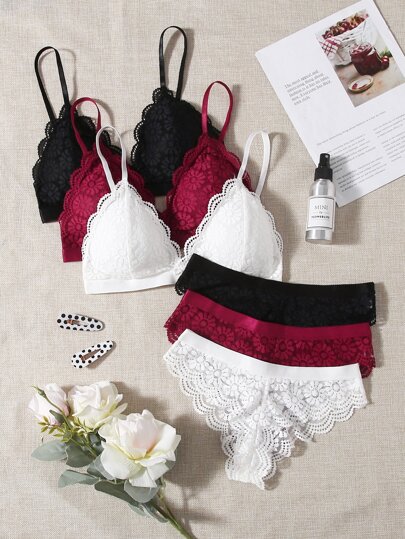 طقم حمالة صدر مع لباس داخلي رفيع قطاع الصاف رومانسي