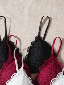 3入組花卉蕾絲內衣褲套裝