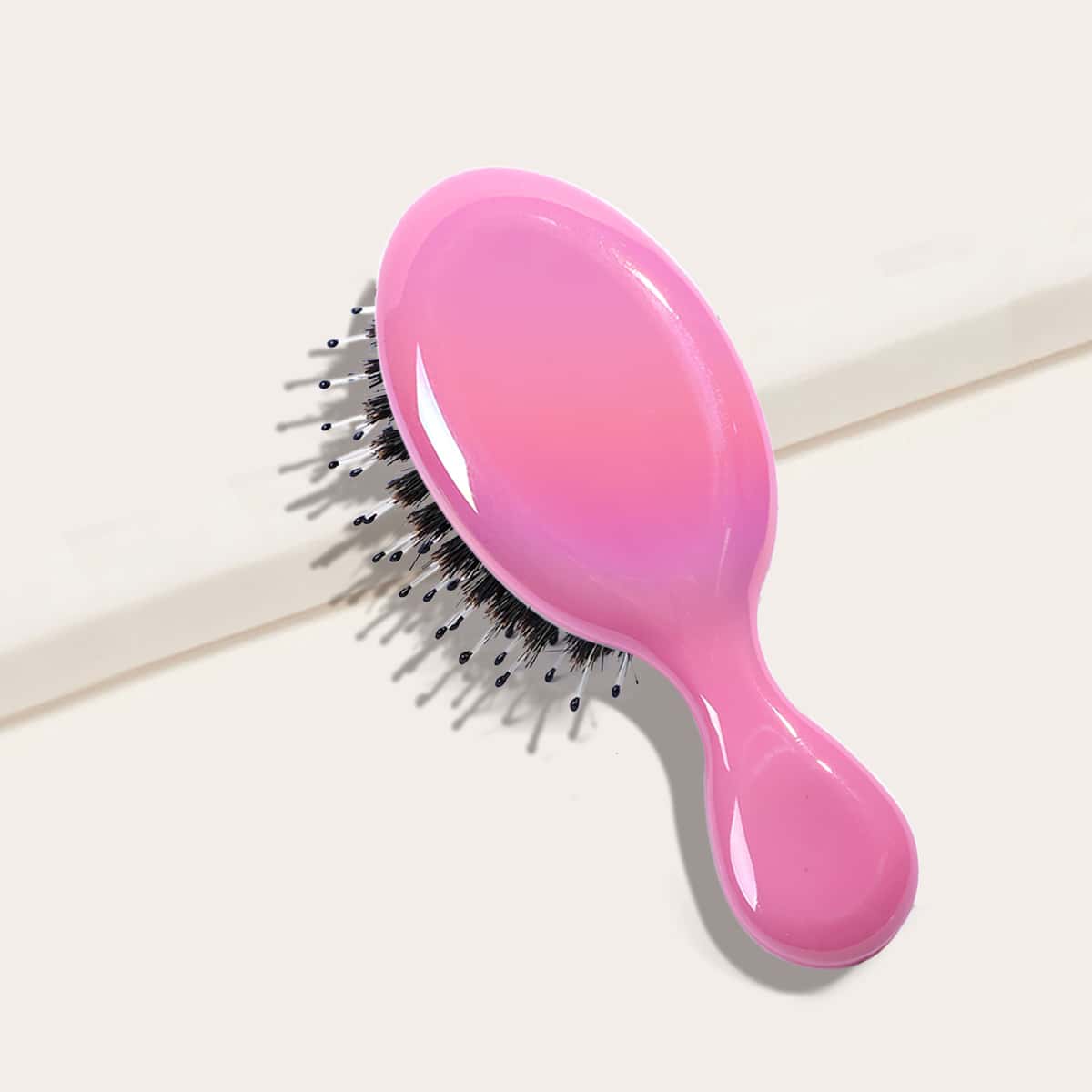 

1pc Kids Metallic Hair Brush, Hot pink