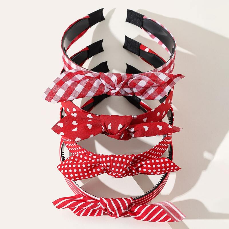 

4pcs Plaid Hair Hoop, Multicolor