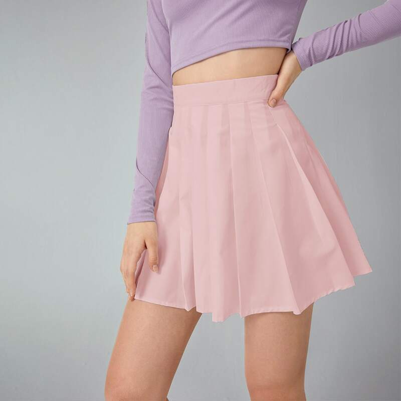 

Solid Pleated Tennis Skirt, Baby pink