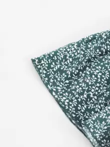 Breezaya 交叉領褶邊小碎花連衣裙 - 綠色 - 查看 5