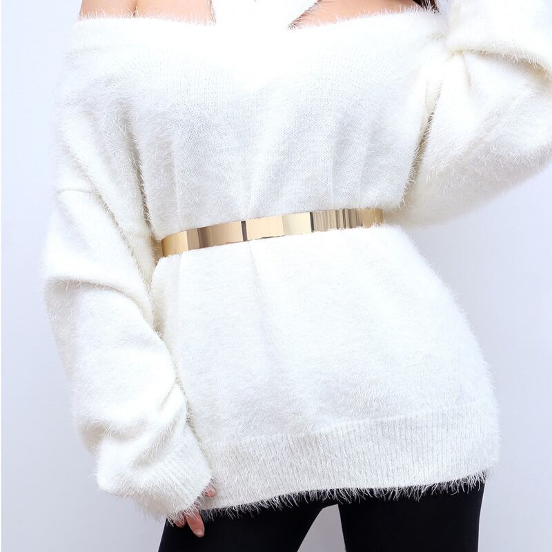 

Metallic Skinny Belt, Gold