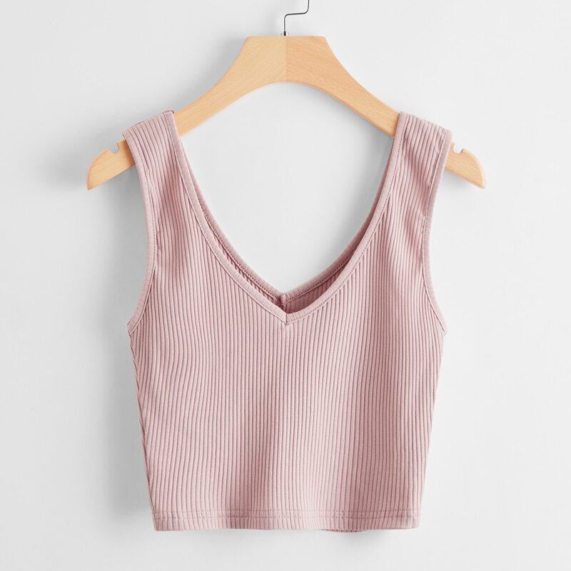 

Solid Ribbed Tank Top, Dusty pink
