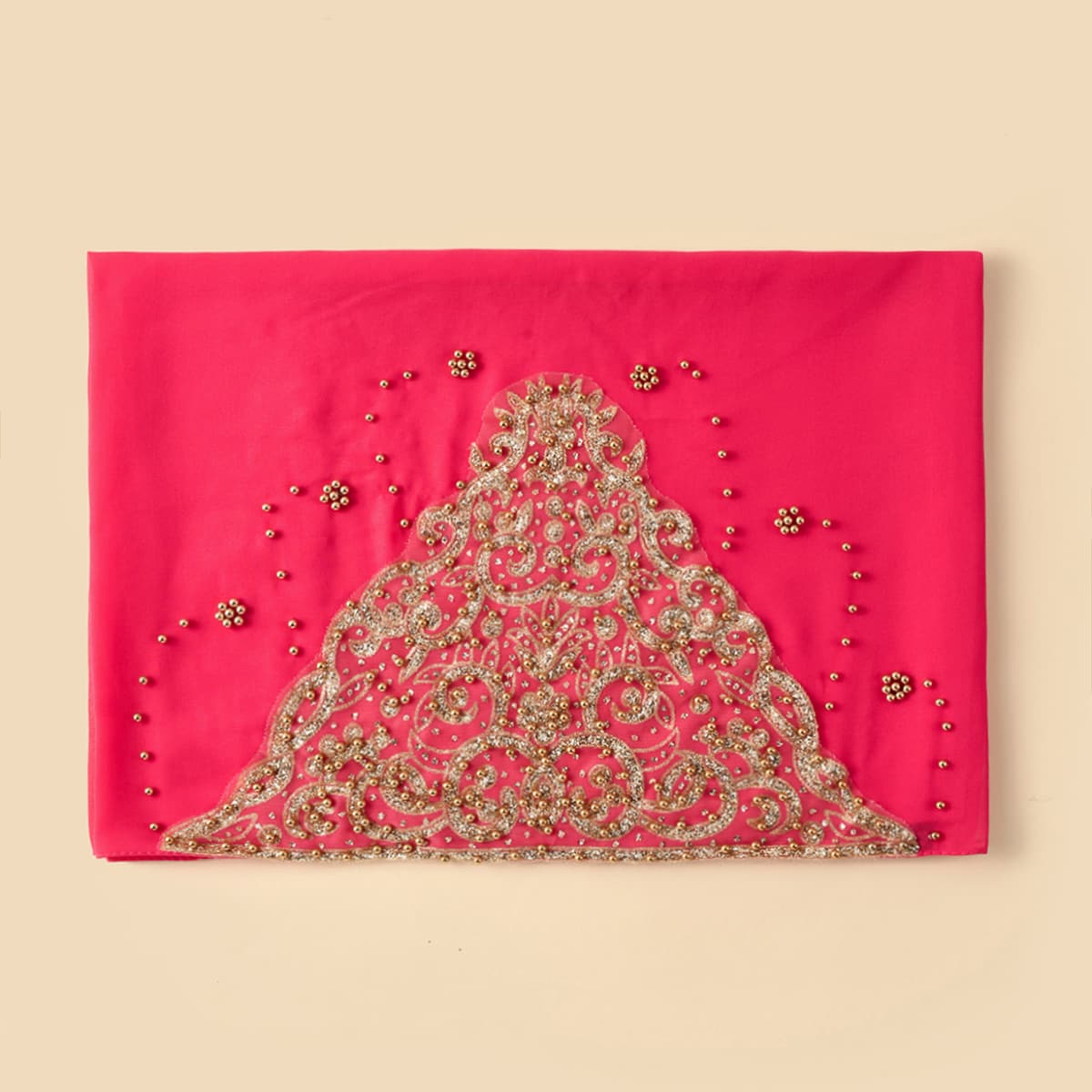 

Bead Decor Scarf, Rose red