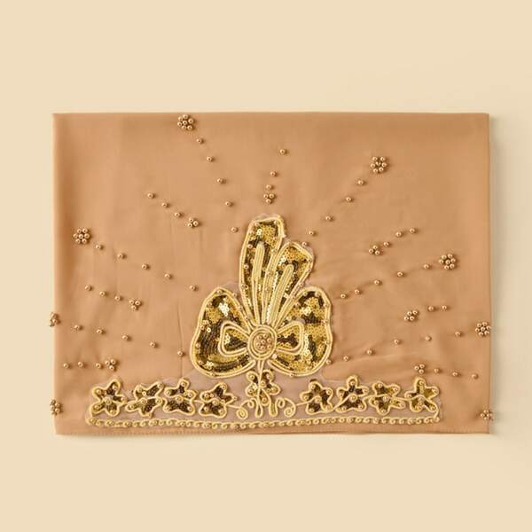 

Bead & Sequin Decor Scarf, Camel