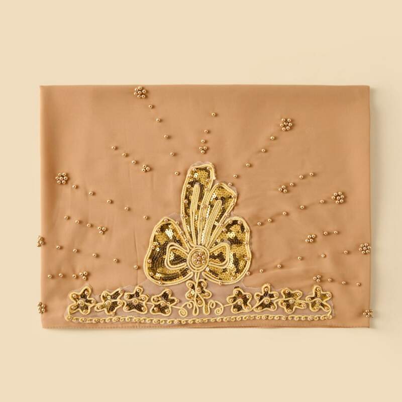 

Bead & Sequin Decor Scarf, Camel