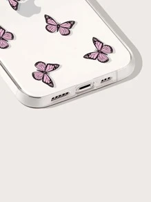 夏季蝴蝶印花手機殼,適用於iphone 11、iphone 13、iphone 14 Pro Max - 淺粉色 - 查看 3