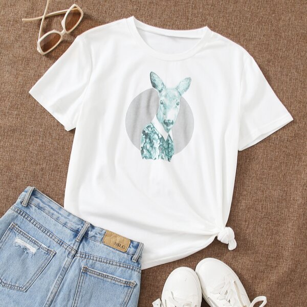 

Animal & Geo Print Tee, White