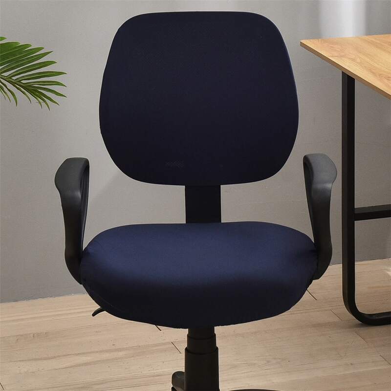 

Solid Color Stretchy Swivel Chair Cover, Navy blue