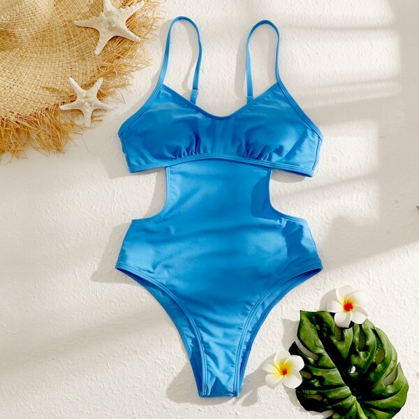 

Cut-out One Piece Swimsuit, Blue
