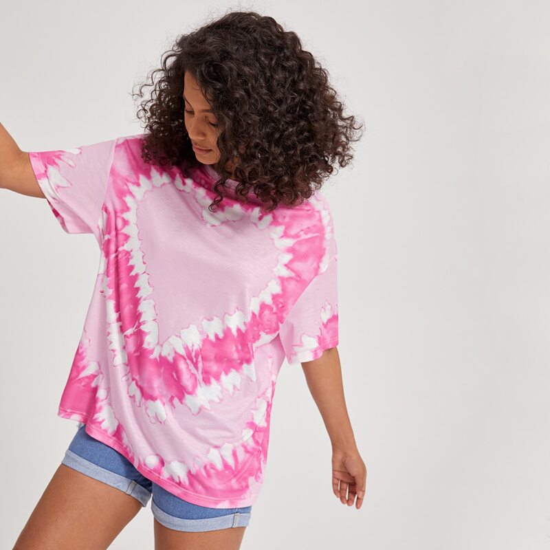 

Heart Tie Dye Oversized Tee, Pink