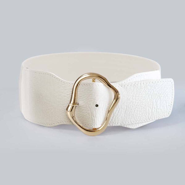 

Metal Buckle Elastic Belt, White