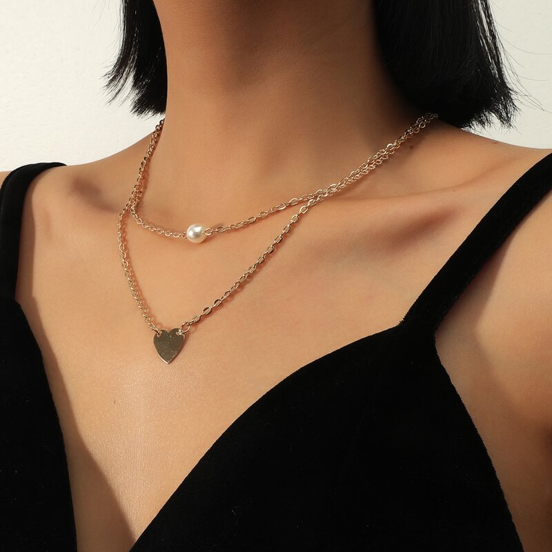 

Heart Decor Layered Necklace, Gold