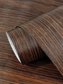 1入組簡單複古木紋牆貼、家居牆壁背景壁紙、家具翻新書桌、椅子、櫥櫃自粘紙 - 棕色 - 查看 5