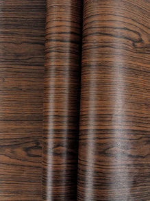 1入組簡單複古木紋牆貼、家居牆壁背景壁紙、家具翻新書桌、椅子、櫥櫃自粘紙 - 棕色 - 查看 6