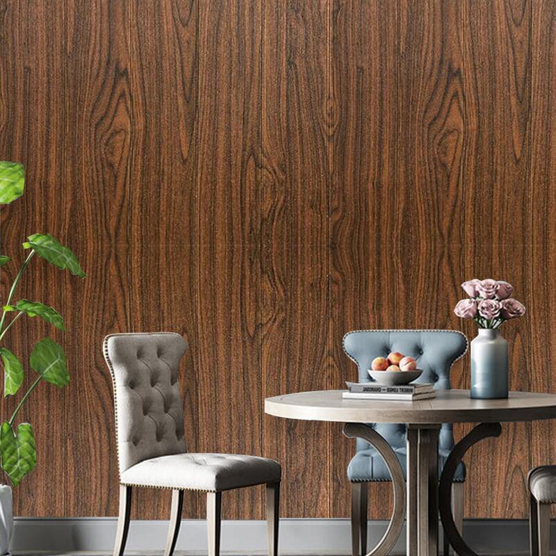 

1sheet Wood Grain Pattern Wall Sticker, Brown