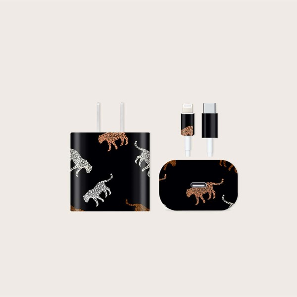 

1sheet Animal Pattern Charger Head Sticker, Multicolor
