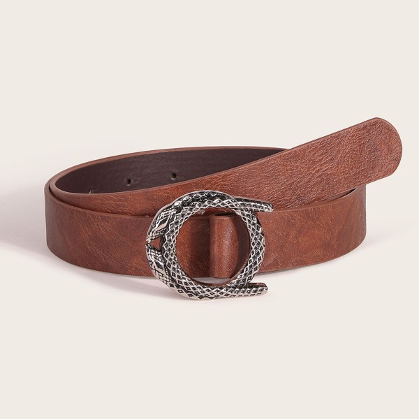 

Snake Buckle Belt, Coffee brown