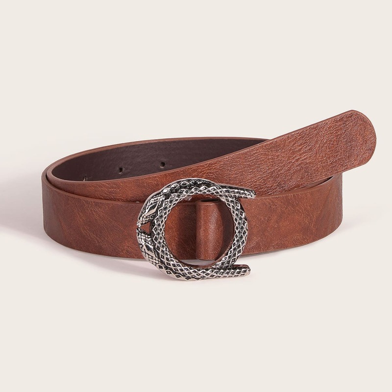 

Snake Buckle Belt, Coffee brown