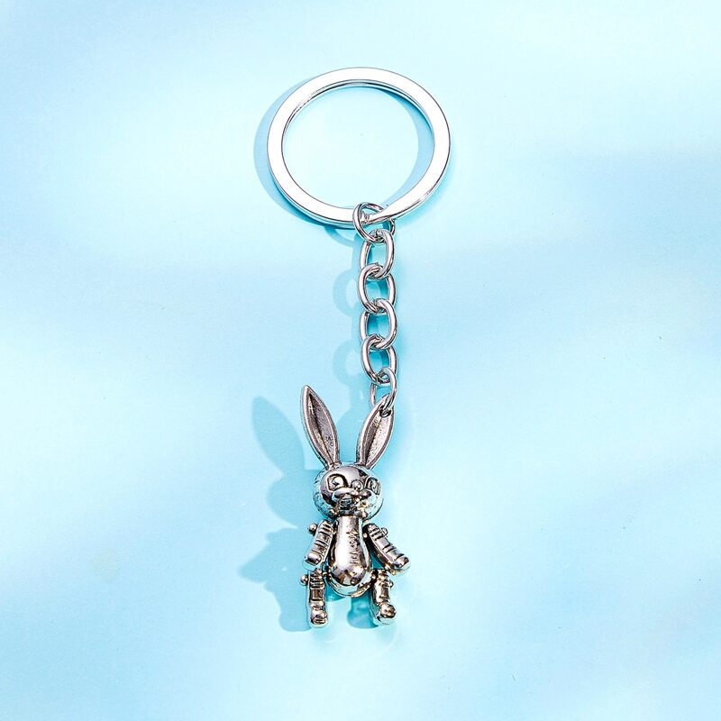 

Rabbit Charm Keychain, Silver