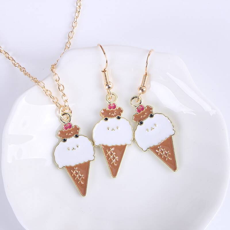 

3pcs Ice Cream Decor Jewelry Set, Multicolor