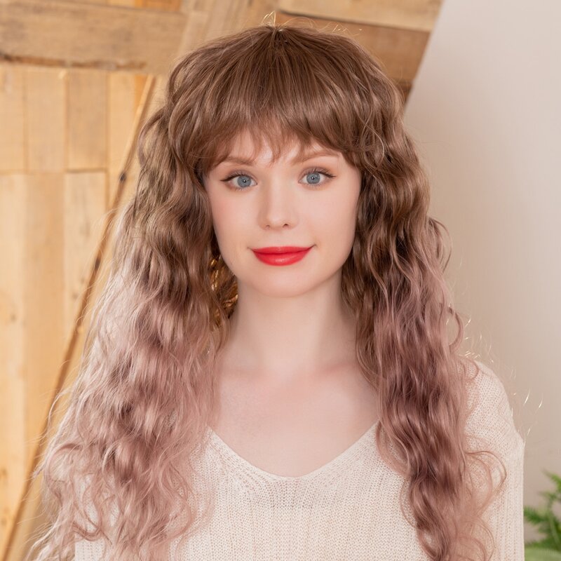 

Natural Ombre Long Curly Wig With Bangs