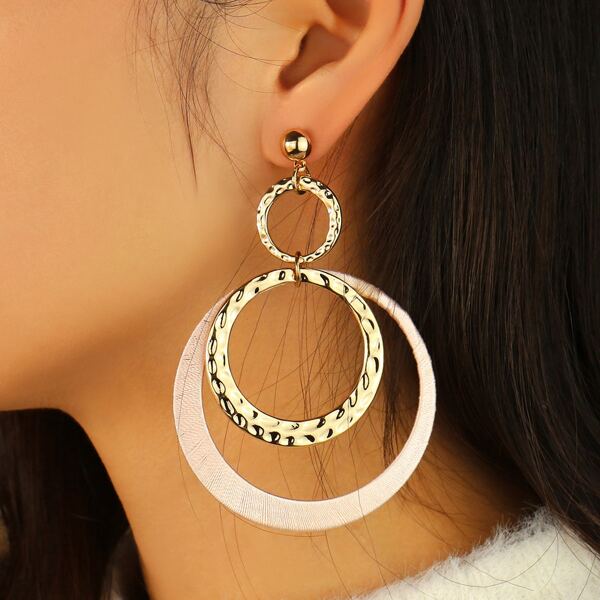 

Hollow Out Round Drop Earrings, Multicolor