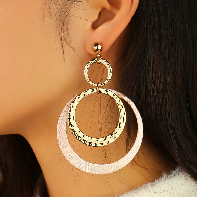 

Hollow Out Round Drop Earrings, Multicolor