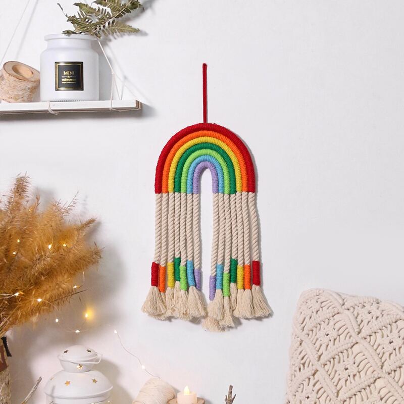 

1pc Woven Rainbow Wall Hanging, Multicolor