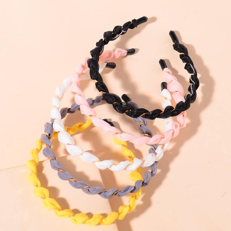 

5pcs Solid Hair Hoop, Multicolor