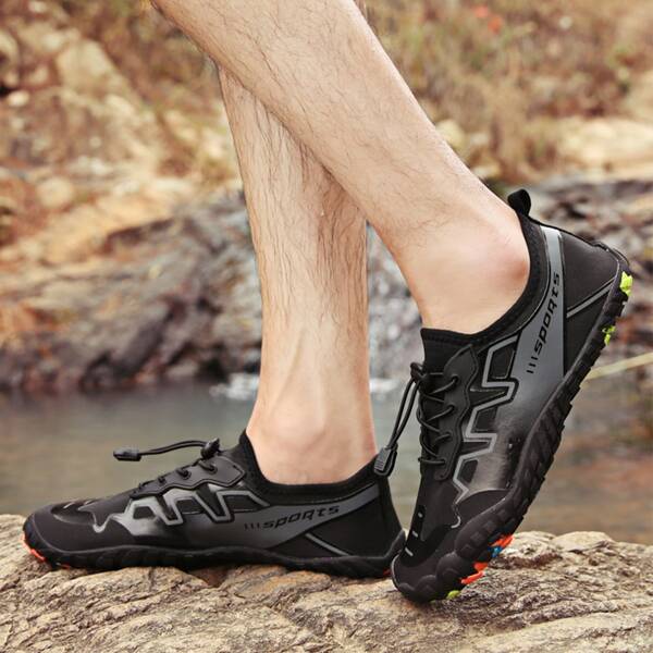 

Men Drawstring Decor Water Shoes, Black