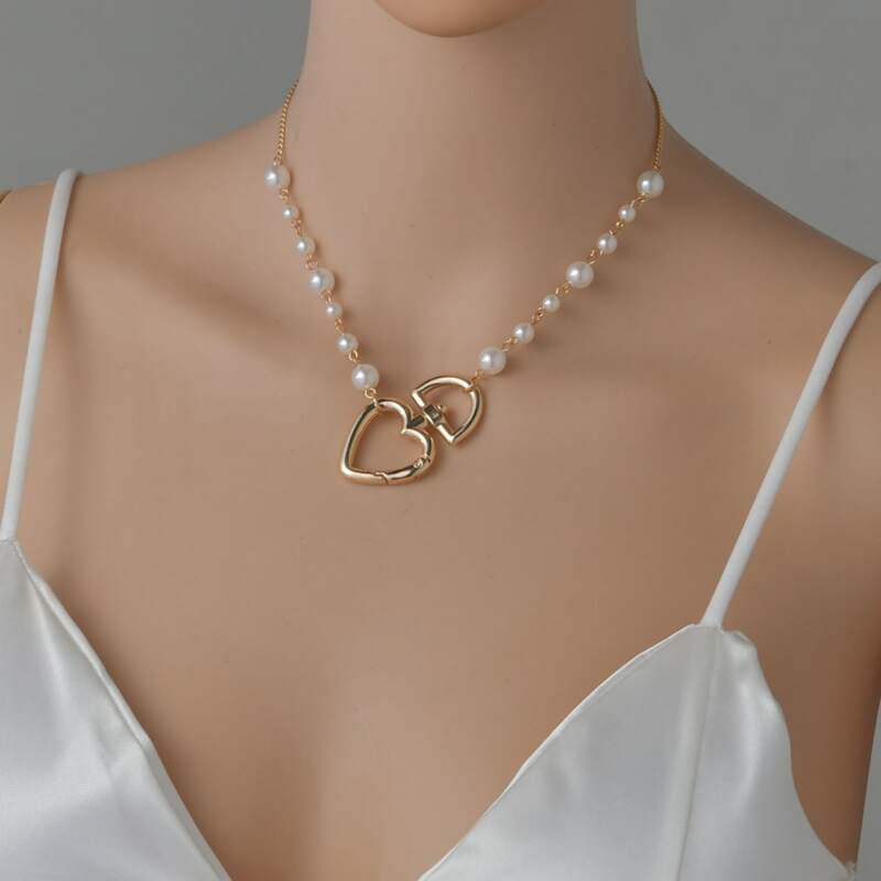 

Faux Pearl Decor Necklace, Gold