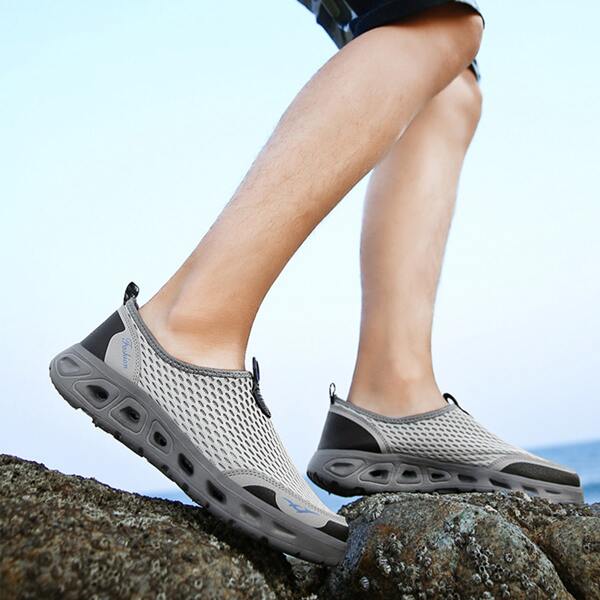 

Men Slip On Hollow Out Sneakers, Grey