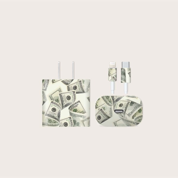 

1sheet Dollar Print Charger Head Sticker, Multicolor