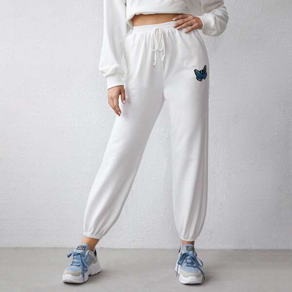 

Butterfly Print Sweatpants, White