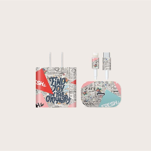 

1sheet Letter Graphic Charger Head Sticker, Multicolor