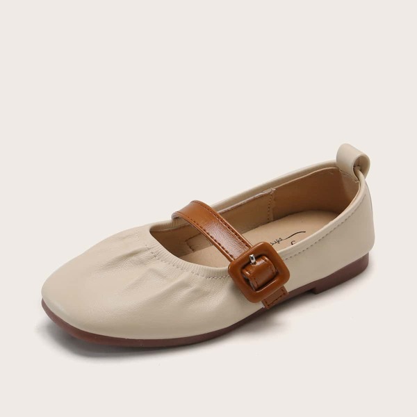 

Toddler Girls Buckle Design Flats, Beige