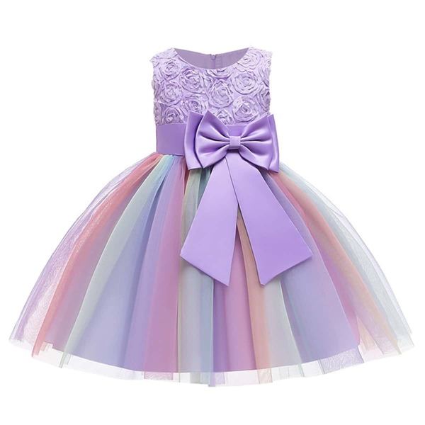 

Toddler Girls Colorblock Mesh-hem Big Bow Party Dress, Multicolor