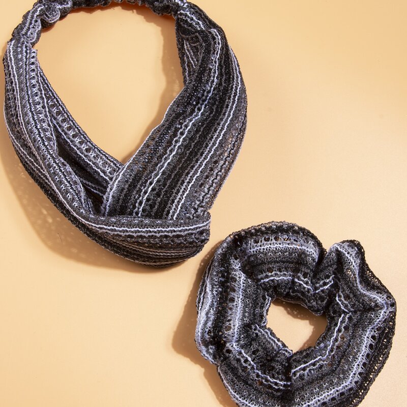 

1pc Twist Headband & 1pc Hair Tie, Black