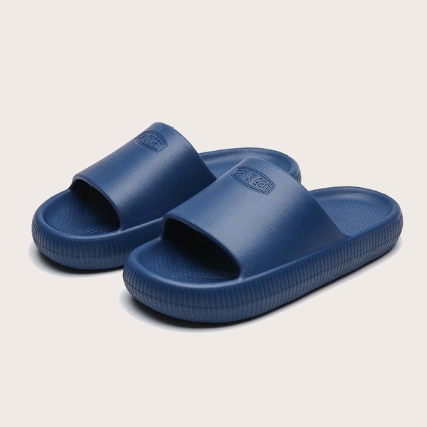 

Men Open Toe Letter Graphic Slippers, Navy blue