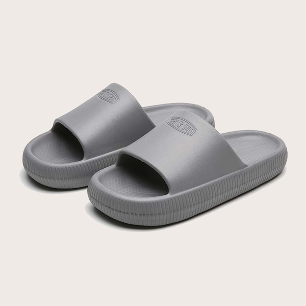

Men Open Toe Letter Graphic Slippers, Grey