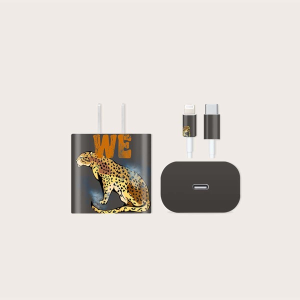 

1sheet Animal Pattern Charger Head Sticker, Multicolor