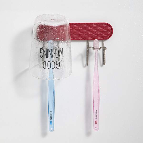 

1pc Stainless Steel Toothbrush Holder, Red