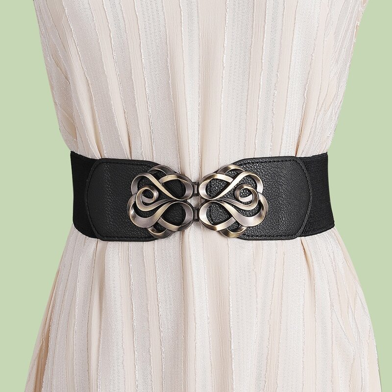 

Metal Buckle Wide Belt, Black