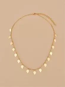 Rhombus Metal Pendant Necklace - Yellow Gold - View 2