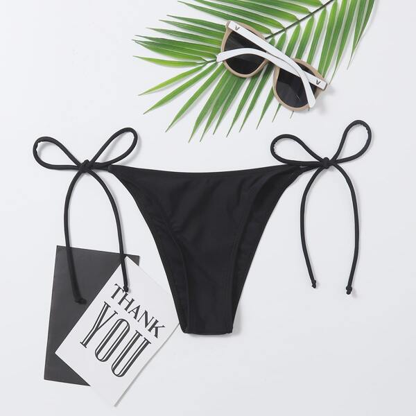 

Solid Tie Side Bikini Panty, Black