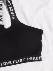 Conjunto deportivo de 3 piezas de sujetadores de cinta de letra acanalada para yoga - Multicolor - Ver 4